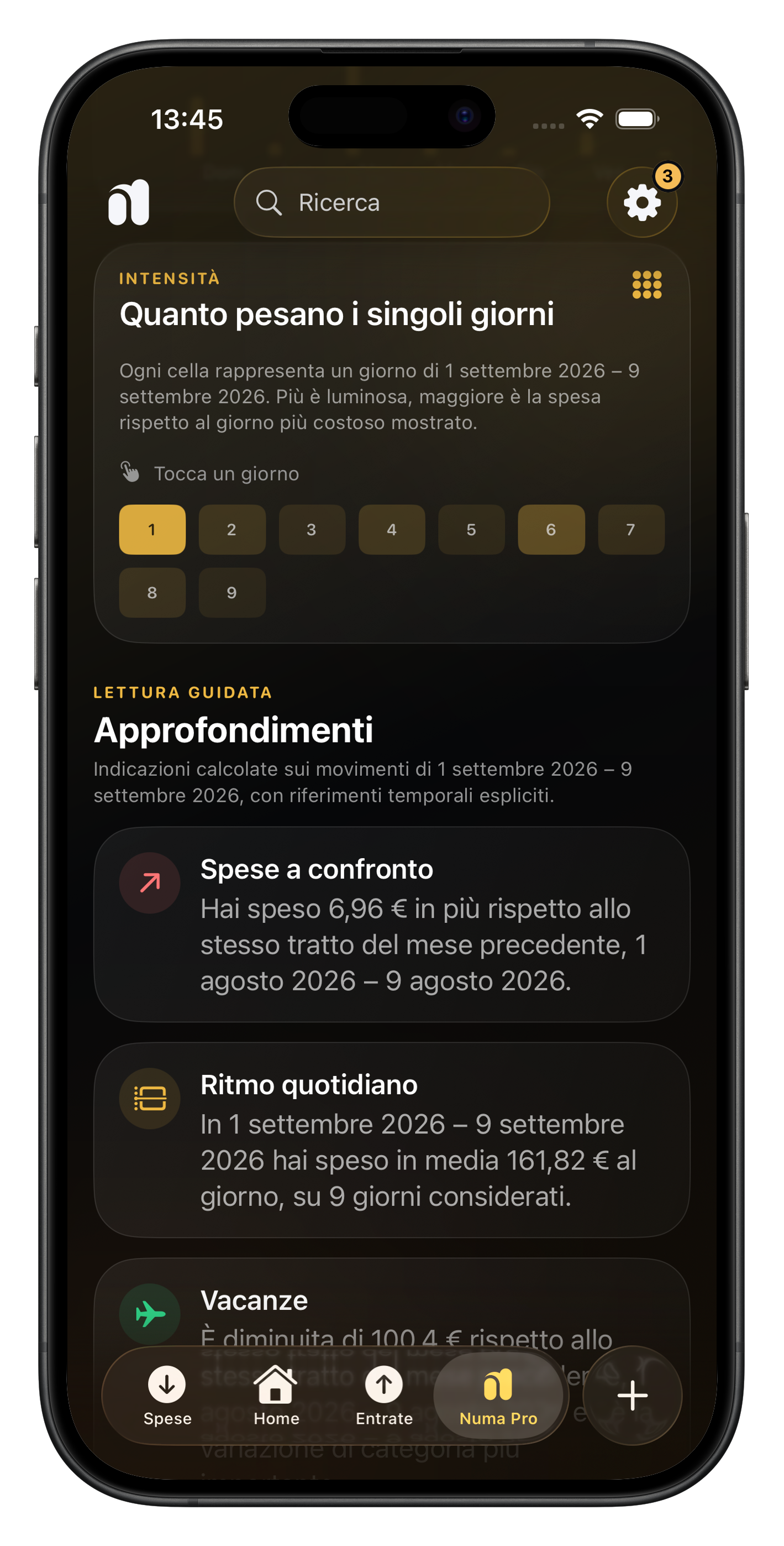 Approfondimenti sulle spese in Numa Pro